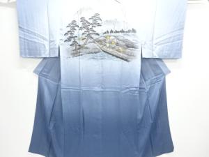 アンティーク　東海道五十三次模様男物長襦袢